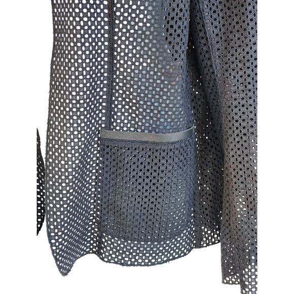 Elie Tahari Edition 1974 Capsule Collection Mesh Shacket sz S Lamb Leather Trim - Picture 5 of 13